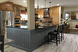 American Beadboard Panels and Top Cap Chair Rail on a Kitchen Island in Rancho Cucamonga CA