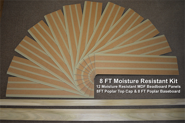 m Moisture Resistant Beadboard Kits Available in 36", 42", 52" and 66" heights. Include Poplar wood Top Cap Chair Rail and Baseboard
