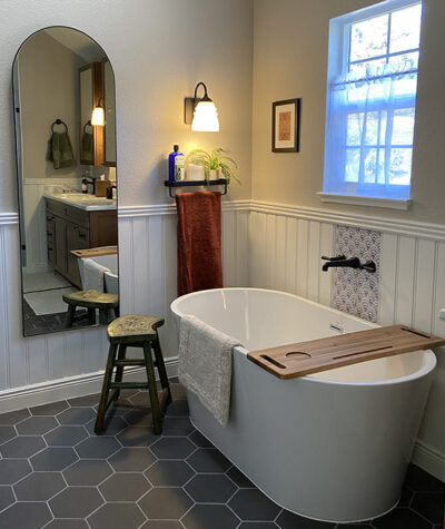 American Beadboard 4" on center Moisture Resistant Beadboard with Poplar Top Cap and Baseboard moldings